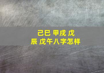 己巳 甲戌 戊辰 戊午八字怎样